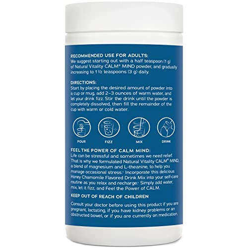 Natural Vitality Calm Mind Magnesium - Stress Relief with L-Theanine, Honey Chamomile - 12 oz