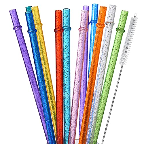 ALINK Reusable Drinking Straws Set - Durable, BPA-Free, 10+ Colors with Cleaning Brush - 12 Pack