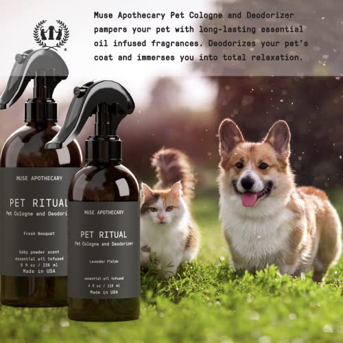 Muse Apothecary Pet Cologne Spray - Long-Lasting Fresh Bouquet, Essential Oils Infused - 4oz