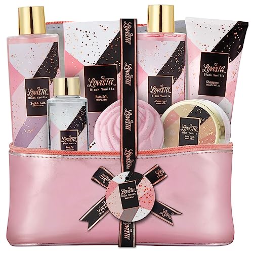 Black Vanilla Bath & Body Gift Set - Hydrating Essentials, Natural Ingredients - 7-Piece Kit