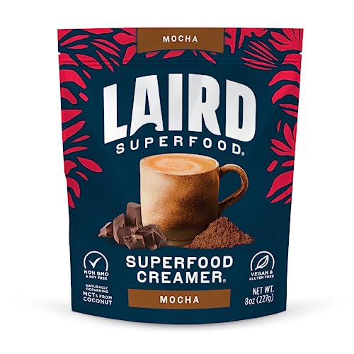 Laird Superfood Non-Dairy Coffee Creamer - Guilt-Free Mocha, Vegan, Gluten-Free - 8oz