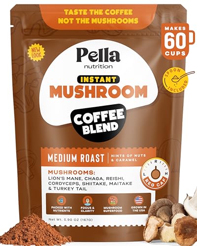 Organic Mushroom Instant Coffee - Energizing Blend of 7 Superfood Mushrooms, 60 Servings