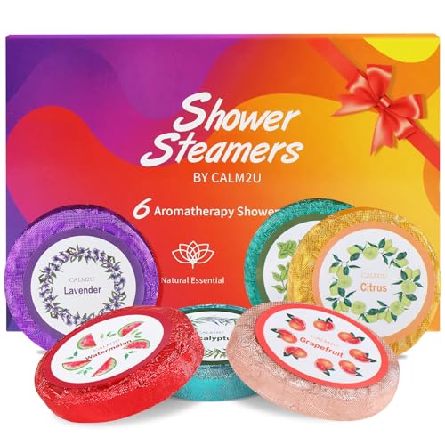 CALM2U Shower Steamer Gift Set - Aromatherapy Relaxation with Natural Oils - 6 Pack