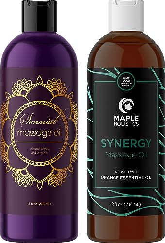 Maple Holistics Massage Oil Kit - Nourishing Aromatherapy for Couples, 2 Natural Oils