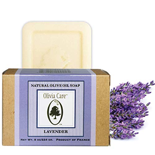 Olivia Care Bar Soap - Hydrates & Deep Cleans with Olive Oil, Lavender Scent - 8oz, Made in USA