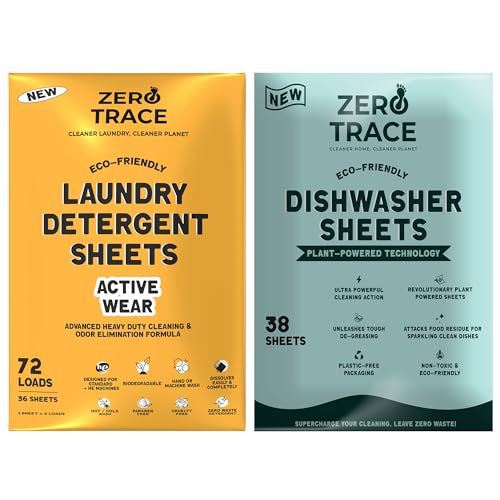 Zero Trace Laundry Detergent Sheets - Odor & Stain Elimination, Biodegradable Packaging - 30 Sheets