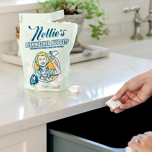 Nellie's Dishwasher Nuggets - Plant-Based, Residue-Free Cleaning Power - 24 Pack