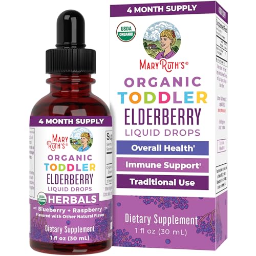 MaryRuth Organics Toddler Elderberry Syrup - Immune Support, USDA Organic, Sugar Free - 1 Fl Oz