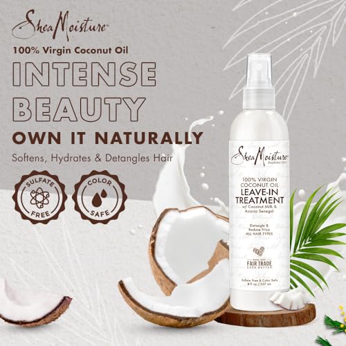 SheaMoisture Leave-in Conditioner - Softens & Detangles, Silicone-Free, 8oz with Coconut Oil