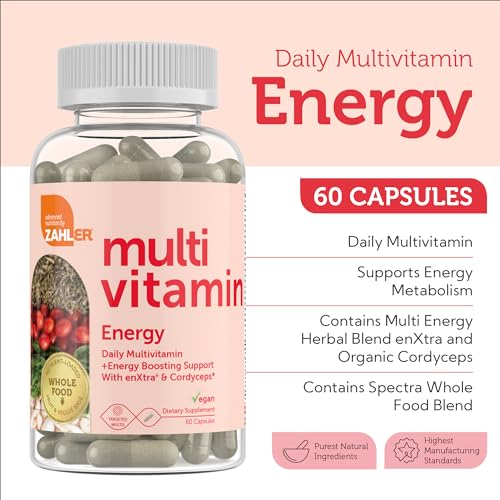 Zahler Daily Multivitamin - Energy Support with 20+ Nutrients, Vegan & Kosher - 60 Capsules