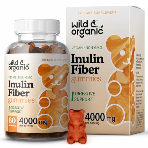 Wild & Organic Inulin Fiber Gummies - Digestive Health with Organic Chicory Root - 60 Count