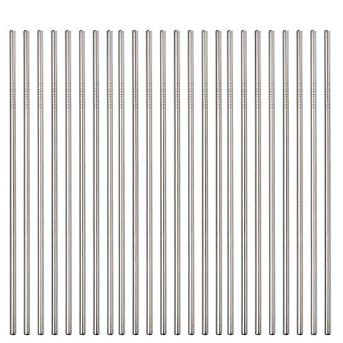 Stainless Steel Drinking Straw Set - Reusable, BPA-Free, Easy to Clean, 50 Pack - 10.5" Silver