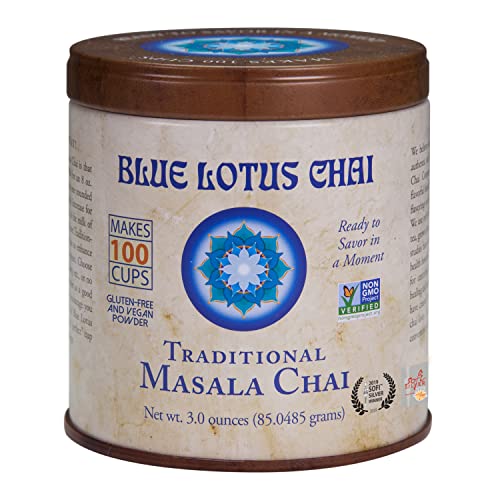 Blue Lotus Chai Tea - Authentic Masala Flavor, Organic Spices - Makes 100 Cups, 3oz