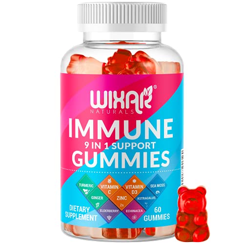 WIXAR NATURALS Immune Defense Gummies - 9 Powerful Ingredients, Natural Berry Flavor - 60 Count