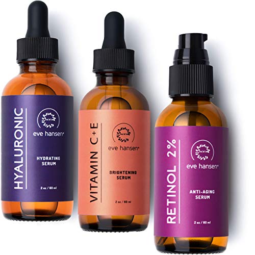 Eve Hansen Skin Care Set - Hydrate & Firm Skin, Boost Collagen - 3 Full-Size Serums 6oz