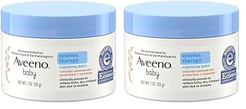 Aveeno Baby Eczema Cream - Nighttime Relief, Hypoallergenic, Colloidal Oatmeal - 1oz (Pack of 2)