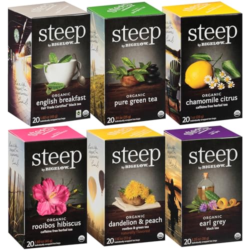 Bigelow Organic Tea Variety Pack - Antioxidant & Herbal Blends, Individually Wrapped - 120 Bags