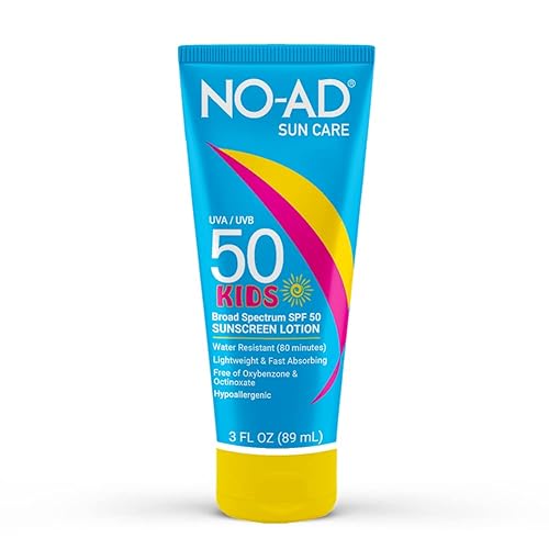 NO-AD Kids Sunscreen SPF 50 - Non-Greasy, Waterproof, Broad Spectrum - 3oz Travel Size