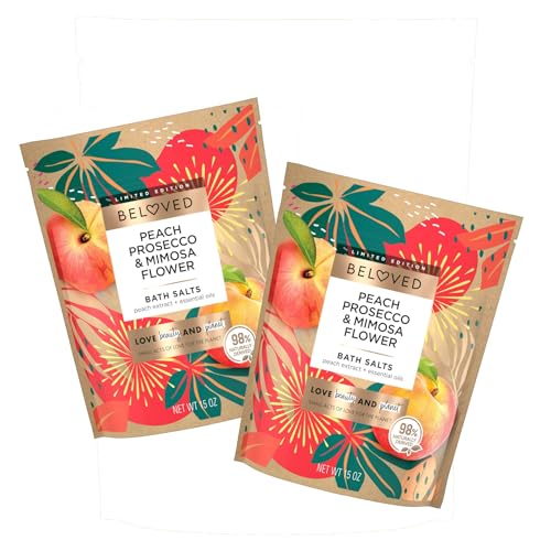 Love Beauty and Planet Bath Salt - Relaxing Peach Prosecco & Mimosa Flower, Vegan - 15oz (2 Pack)