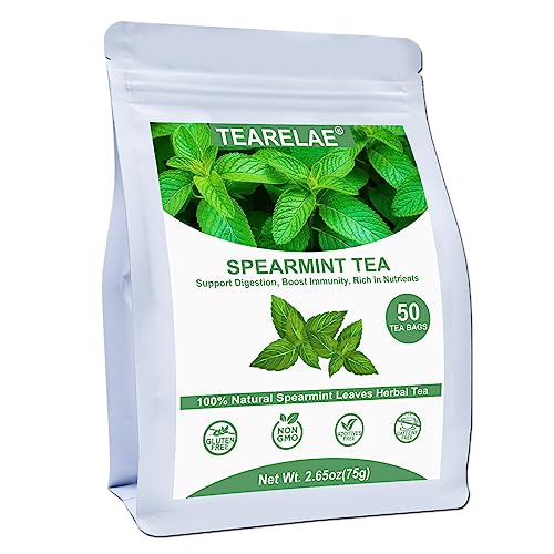 TEARELAE Spearmint Tea - Supports Digestion & Freshens Breath, Non-GMO - 1.5g x 50 Count