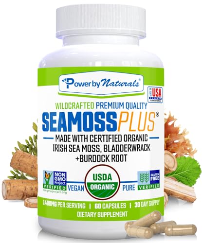 Power By Naturals Sea Moss Plus - Organic Immunity Support, Vegan Capsules - 60 Ct