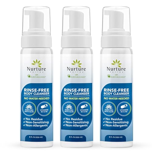 Nurture Valley Waterless Foaming Body Wash - Gentle Cleansing, Moisturizing Aloe - 8oz