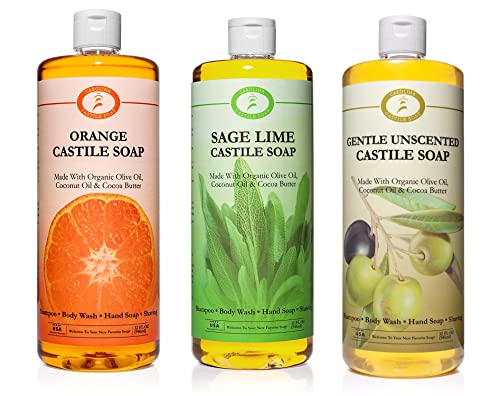 Carolina Castile Soap - Non-Drying Vegan Formula, Organic & Biodegradable - 32 oz