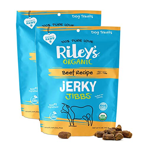 Riley's Organics Beef Jerky Treats - USDA Organic, Non-GMO, Bite-Sized, 5oz 2 Pack