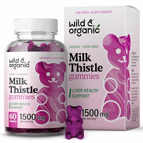 Wild & Organic Milk Thistle Liver Support Gummies - Detox & Cleanse, Vegan, Blueberry Flavor - 60ct