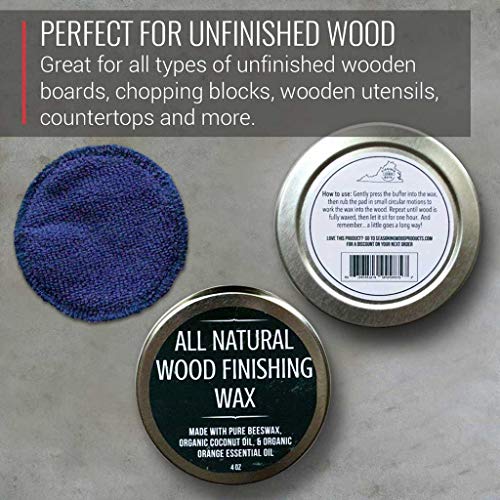 Natural Wood Wax - Restores & Hydrates, Food Grade Coconut Oil & Beeswax - Includes Applicator