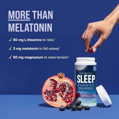 Natural Vitality Sleep Gummies - Relaxing Magnesium with Melatonin & L-Theanine, 120 Count