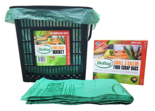 BioBag Kitchen Counter Compost Bin - Breathable, Dishwasher Safe, 89% Recycled Plastic, 25 Bags