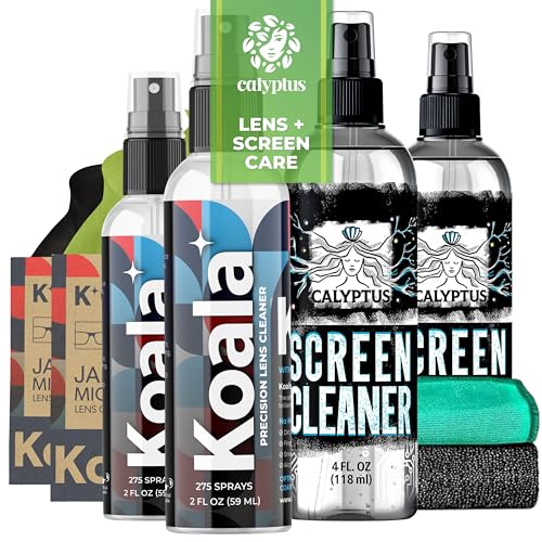 Koala Eyeglass Lens Cleaner Kit - Streak-Free Formula, Safe & Effective - 2x4oz Spray + Cloths