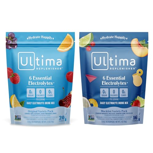 Ultima Replenisher Hydration Powder Packets - 6 Electrolytes, Keto, Non-GMO - 36 Stickpacks