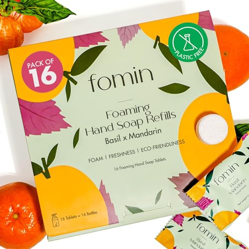 FOMIN Foaming Hand Soap Tablets - Basil Mandarin, Vegan & Cruelty-Free - 16 Count, 128 fl oz