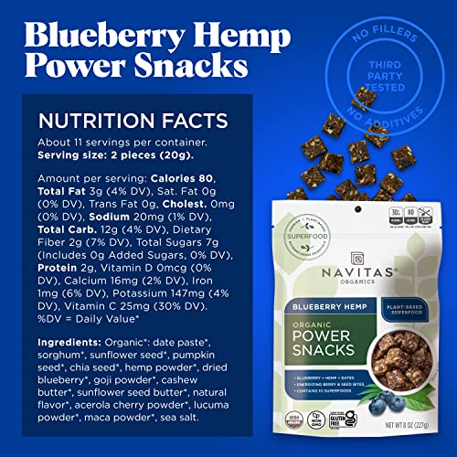 Navitas Organics Blueberry Hemp Superfood Snack - Antioxidant-Rich, Plant-Based - 8 oz.