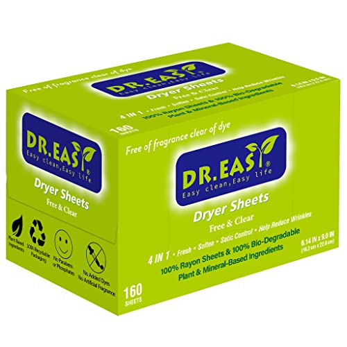 Dr.Easy Dryer Sheets - Softens & Reduces Static, Hypoallergenic for Sensitive Skin - 160 Ct