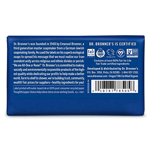 Dr. Bronner's Pure-Castile Bar Soap - Gentle & Moisturizing, Made with Organic Oils - 5oz, 6-Pack