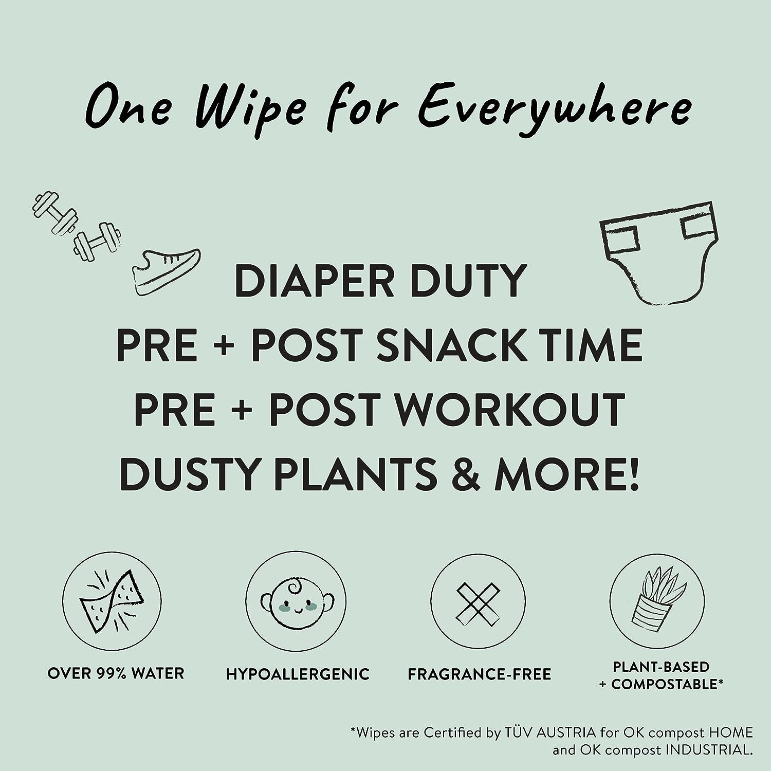 Clean Conscious Unscented Wipes | over 99% Water, Compostable, Plant-Based, Baby Wipes | Hypoallergenic for Sensitive Skin, EWG Verified | Balance Blues, 288 Count