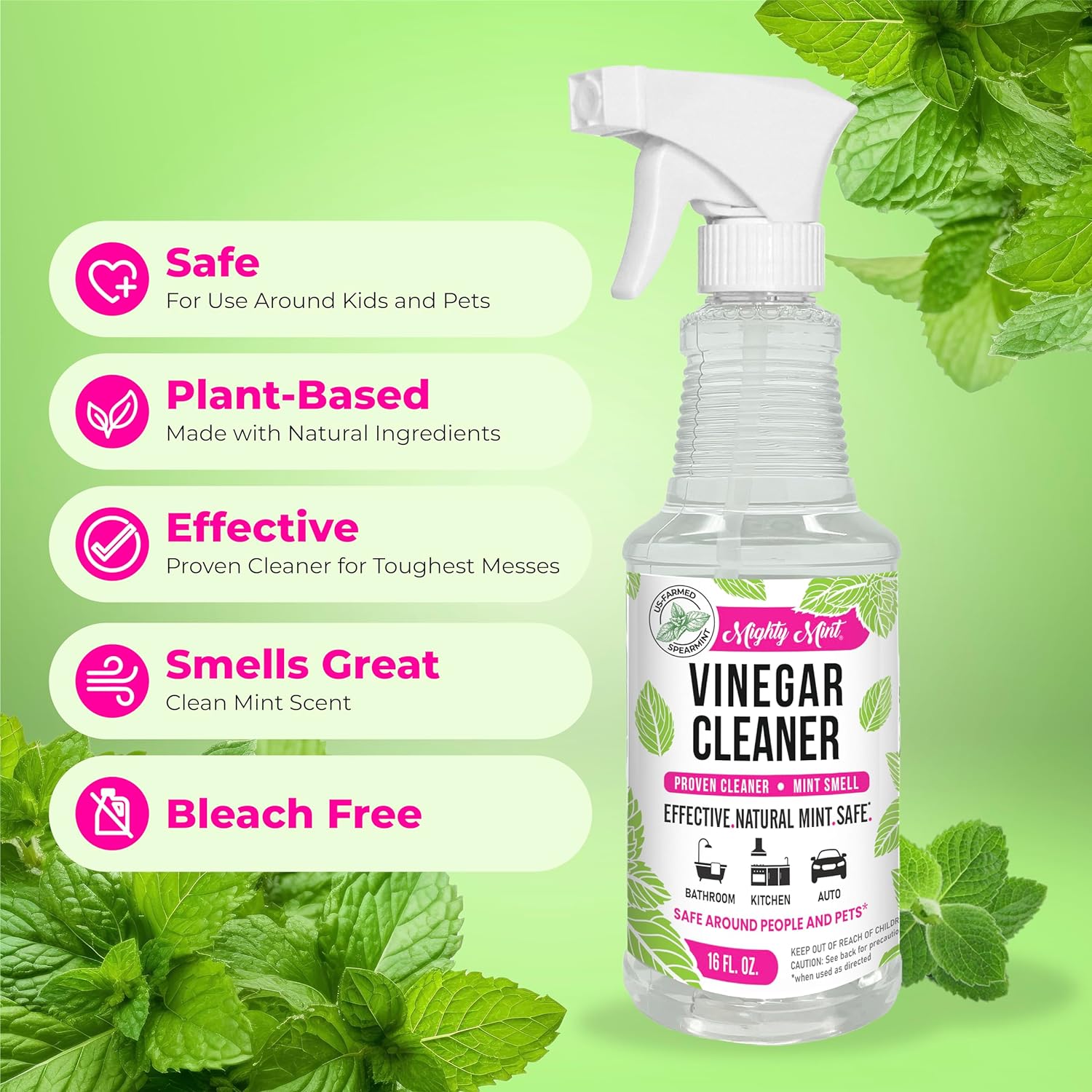 Mighty Mint All Purpose Cleaner - Non-Toxic, Natural Ingredients, Spearmint Scent - 16oz