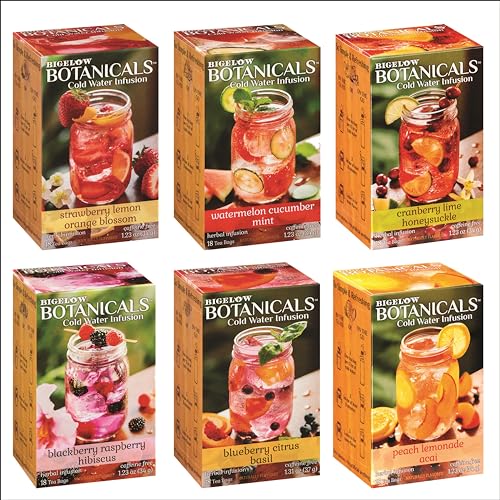 Bigelow Botanicals Cold Water Infusion Herbal Tea - Caffeine Free, 6 Flavor Variety Pack - 18 Count