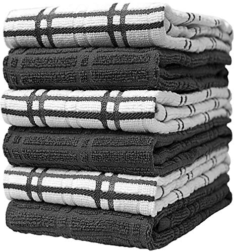 Bumbles Kitchen Towels - Soft & Highly Absorbent, 100% Cotton, 6 Pack with Tote Bag - 16"x26"