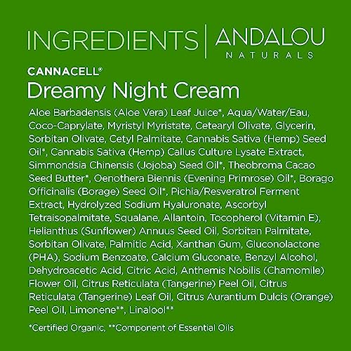 Andalou Naturals CannaCell Night Cream - Nourishing Plant-Based Antioxidants, 1.7oz