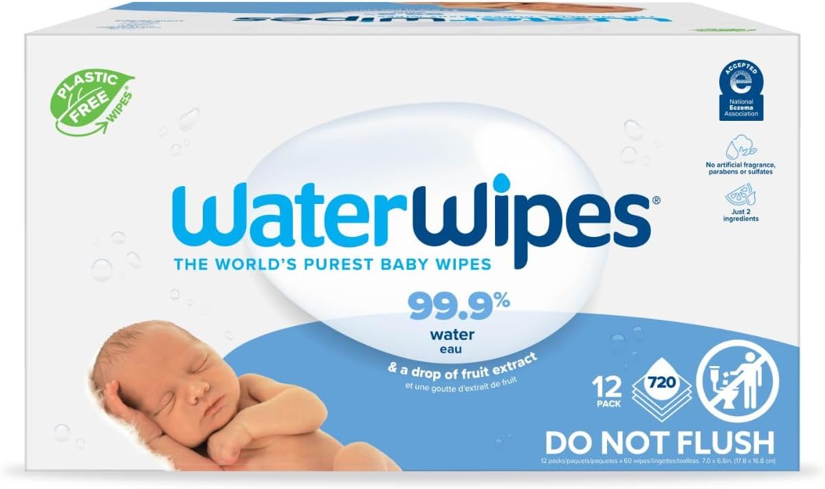 WaterWipes Baby Wipes - 99.9% Purified Water, Hypoallergenic for Sensitive Skin - 300 Count