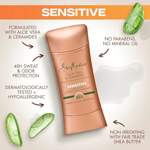 SheaMoisture Deodorant Stick - 48HR Odor & Sweat Protection, Aloe Vera & Ceramides - 2.6oz