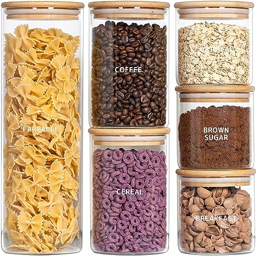 Laramaid Glass Jar Set - Keep Ingredients Fresh, BPA-Free, Includes 160 Labels - 6 Pieces