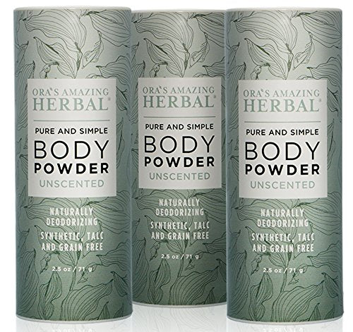 Ora's Amazing Herbal Body Powder - Fragrance-Free, Non-Talc, Multi-Purpose Clay - 2.5oz Pack of 3