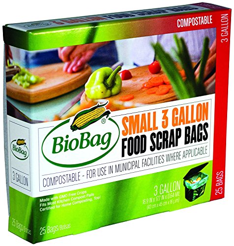 BioBag Compostable 3 Gallon Food Waste Bags - Certified Non-GMO, 100ct, Plant-Based