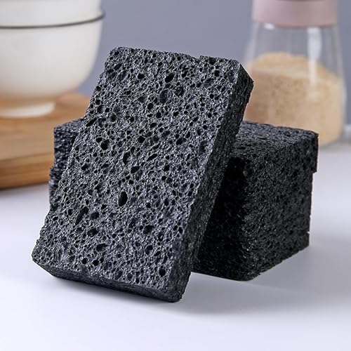 Spunspon Non-Scratch Cleaning Sponges - Biodegradable, Durable, 12-Pack, Black