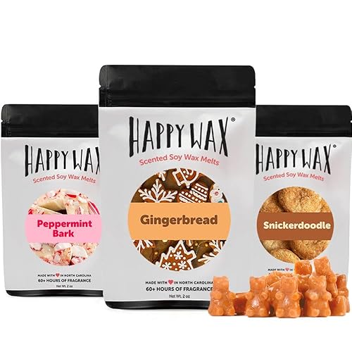 Happy Wax Holiday Treats Collection - Long-Lasting Natural Soy Wax Melts, 6oz of Scents